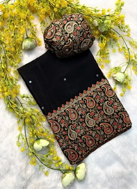 Tew Soft Satin Crepe Silk Ajrakh Printed Saree
